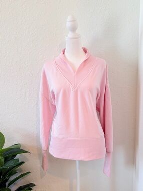 Scoop Pink Recycled Super Soft Funnel Neck Pullover Sweatshirt Medium